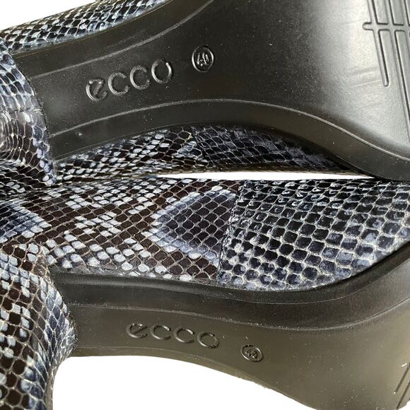 ECCO Danish Shape 75 Blue Black Snake Heels US 9.5 EU 40 - Picture 8 of 11